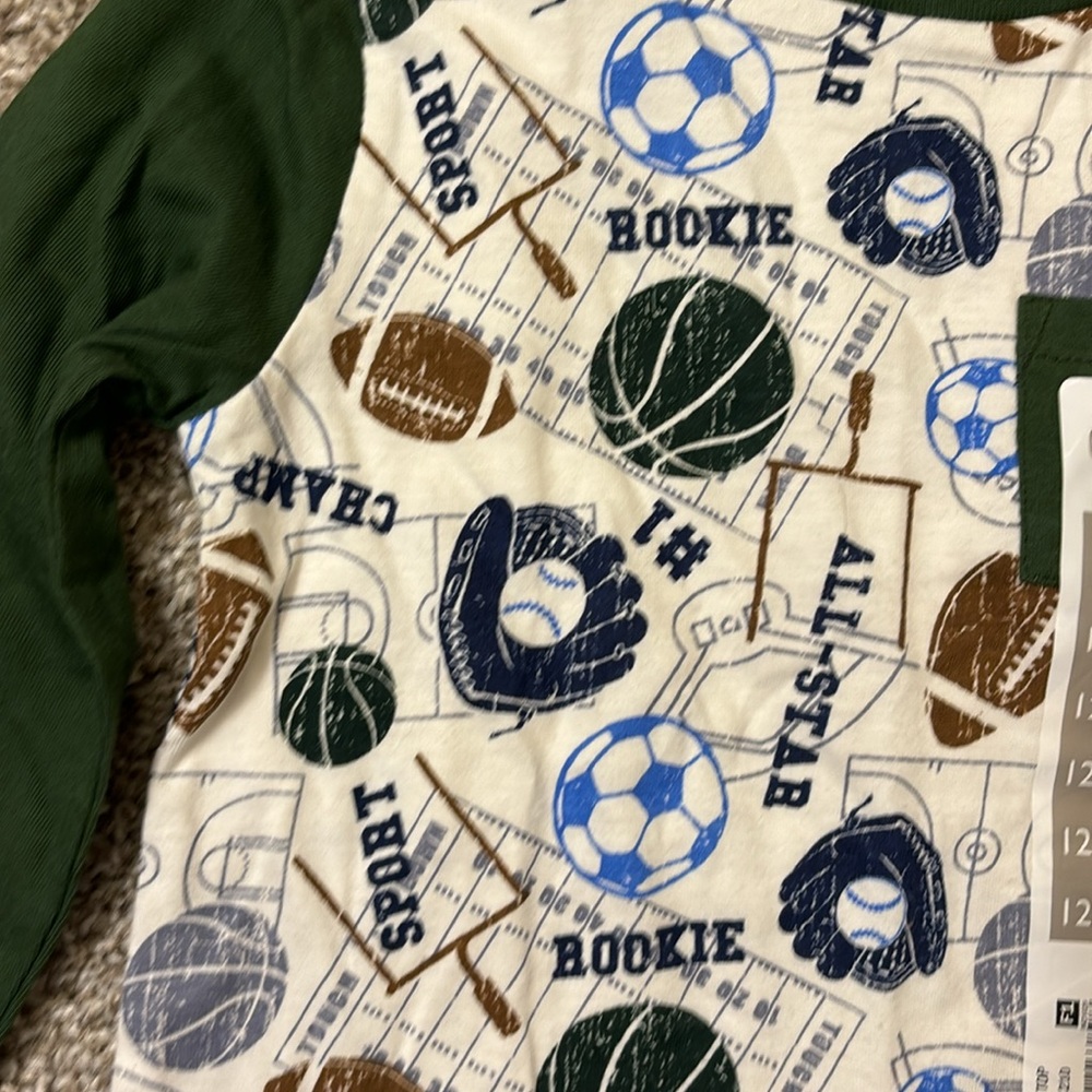 Falls Creek Kids 12month long sleeve shirt with baseball design - Picture 2 of 6